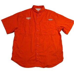 Columbia PFG Oklahoma State University Button Front Shirt Sz L   NCAA Cowboys